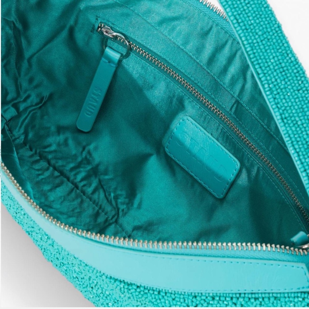 NWT Staud Demy Convertible Beaded Shoulder Bag Teal - Picture 4 of 7